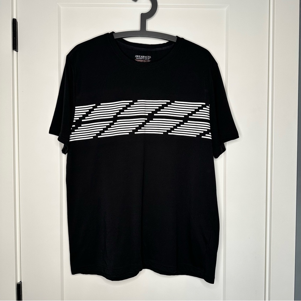 Awearness Black and White Striped Men's Tee